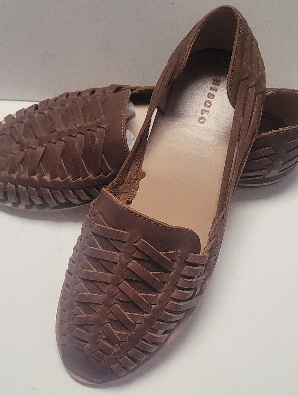 Men's NWOT Nisolo Brown Woven Leather Slip-On Huaraches